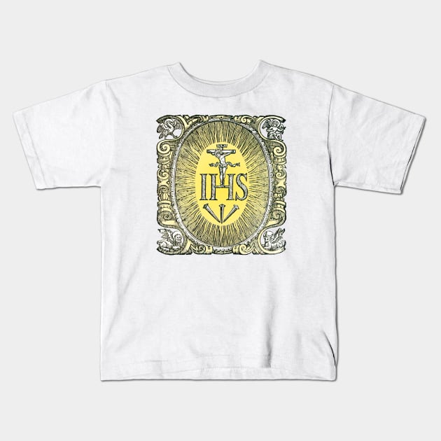 Jesus Monogram with Four Evangelists Kids T-Shirt by Catholicamtees